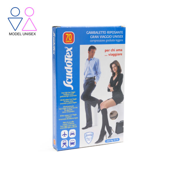 Ciorapi compresivi unisex Scudotex 481 100DEN până la genunchi pentru călătorie