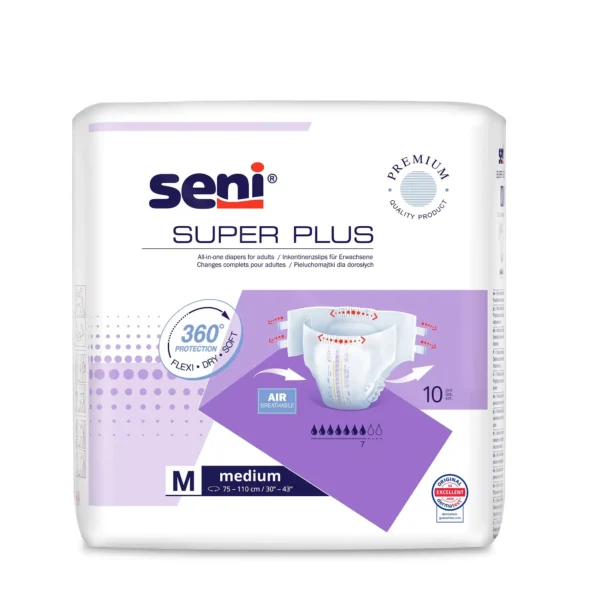 Scutece adulti Seni Super Plus M 10 buc cu sistem inchis