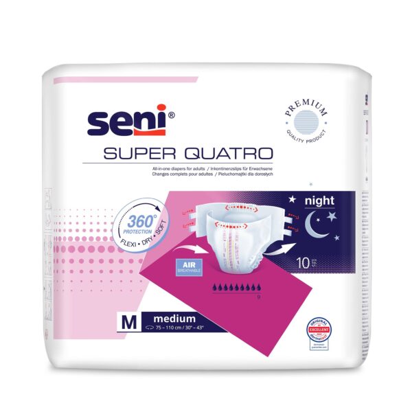 Scutece Seni Super Quatro M 10 Buc cu sistem inchis