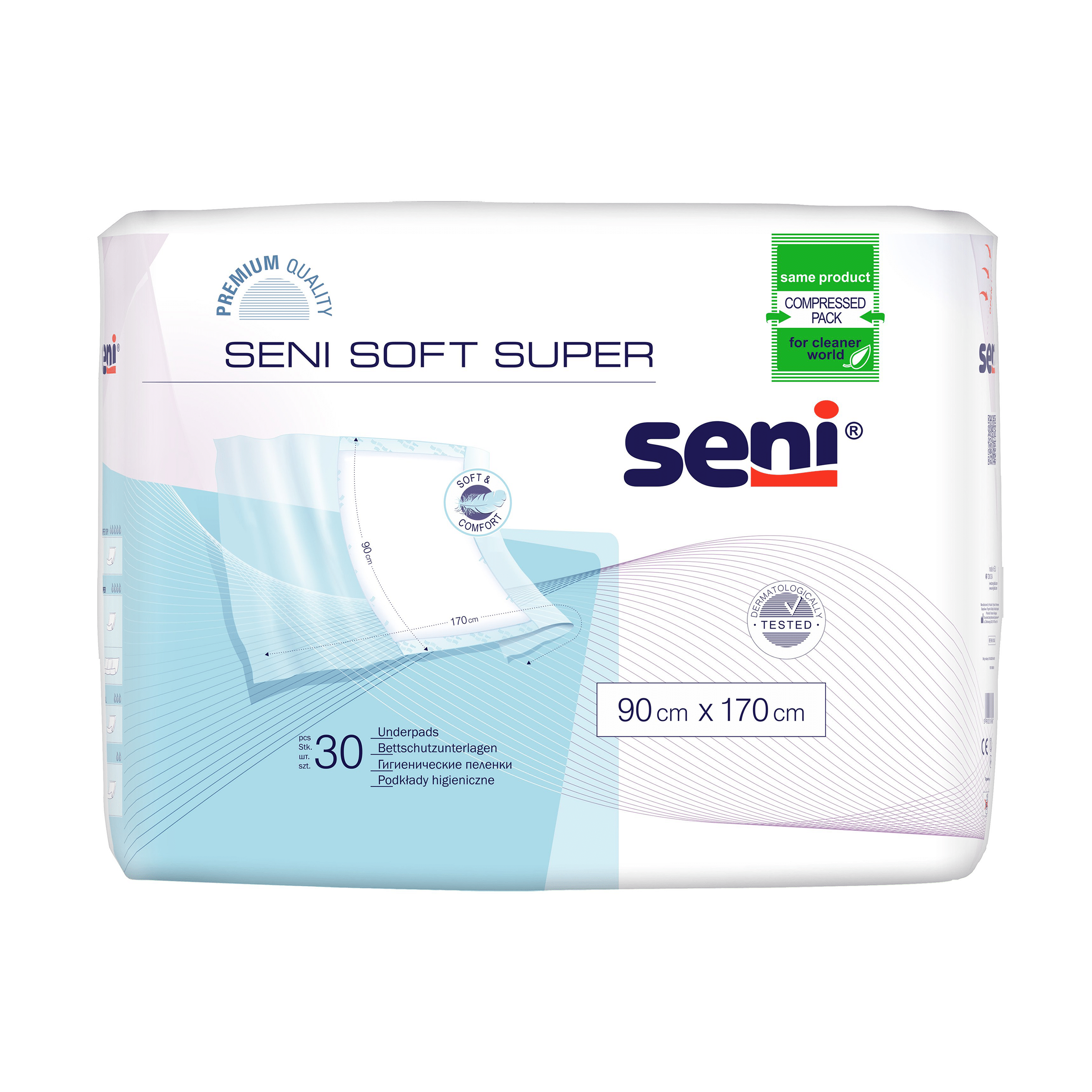 Aleze igienice Seni Soft Super 90×170 cm, 30 buc cu aripioare