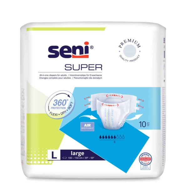 Scutece adulti Seni Super L 10 buc cu sistem inchis