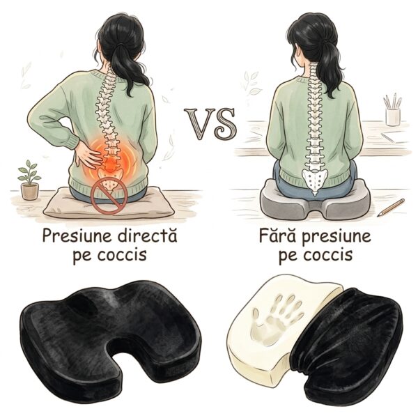 pernă din spumă cu memorie pentru sezut, ideala pentru soferi sau persoane care stau la birou